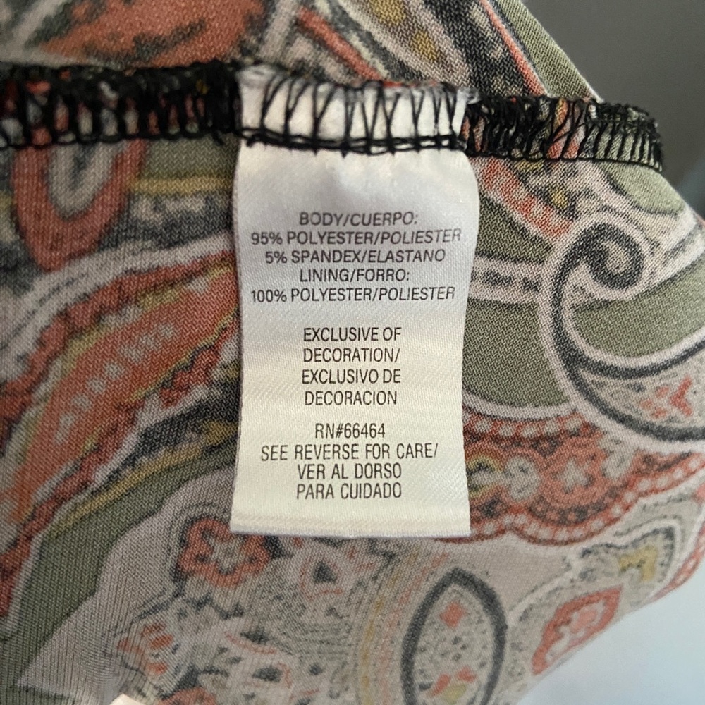 Sandra Darren Woman’s Green Paisley Mid length sleeveless dress, Plus Size 2X - Picture 4 of 13